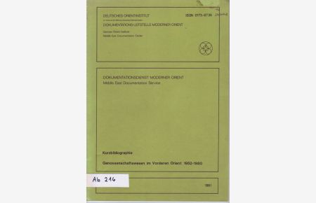 Kurzbibliographie Genossenschaftswesen im Vorderen Orient 1952-1980