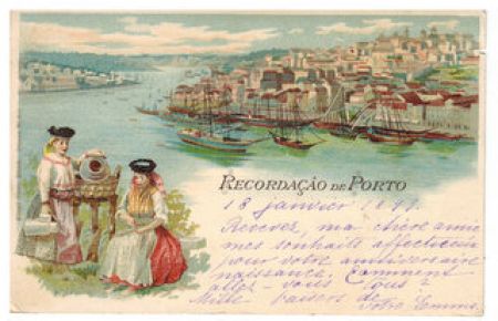Ansichtskarte: Recordacao de Porto. (Portugal).   - Farblithographie.