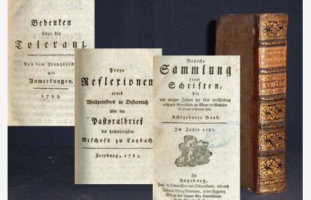 Neueste Sammlung jener Schriften, die vorn einigen Jahren her über verschiedene wichtigste Gegenstände zur Steuer der Wahrheit im Drucke erschienen sind. Achtzehnter [18. ] Band. Im Jahre 1785.