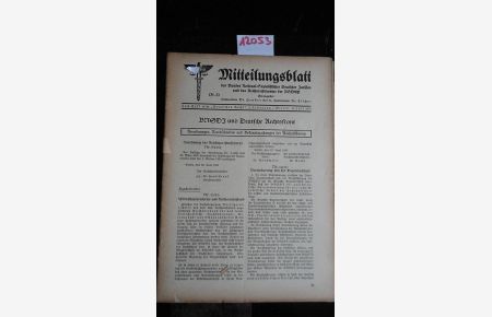 Mitteilungsblatt des Bundes National-Sozialistischer Deutscher Juristen und des Reichsrechtsamtes der NSDAP zum Heft 13/14 Deutsches Recht, 5. Jahrgang 1935