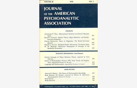 Journal of he American Psychoanalytic Association, Vol. 26, No. 3, 1978