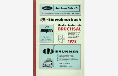Einwohnerbuch Große Kreisstadt Bruchsal. Bad Schönborn. Forst. Hambrücken. Karlsdorf-Neuthard. Kronau. Östringen. Ubstadt-Weiher. 1982