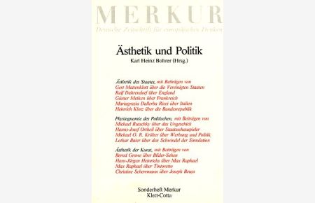 Ästhetik und Politik. Sonderheft Merkur. Dt. Zeitschrift f. Europäisches Denken.   - Heft 9/10. 40. Jg. 1986. (451/452).