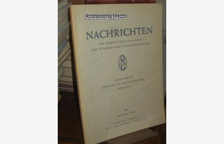 NOAG 92 - 1962 Nachrichten der Gesellschaft für Natur- und Völkerkunde Ostasiens/Hamburg. Zeitschrift für Kultur und Geschichte Ostasiens.