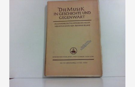 Die Musik in Geschichte und Gegenwart. Allgemeine Enzyklopädie der Musik. 118. /119 Lieferung / Stre-Sym.