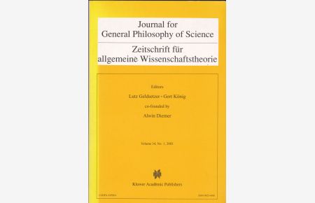 Zeitschrift für allgemeine Wissenschaftstheorie Vol. 34 No. 1 (Journal for General Philosophy of Science)