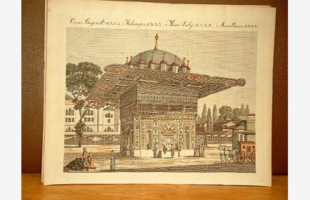 Der Brunnen Top-Hané zu Constantinopel. Altkolorierter Kupferstich aus Bertuch *Bilderbuch für Kinder* um 1800 mit beiliegendem Erläuterungsblatt.
