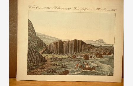 Der Riesendamm in Irland. Altkolorierter Kupferstich aus dem Bilderbuch für Kinder von Friedrich Bertuch um 1800.