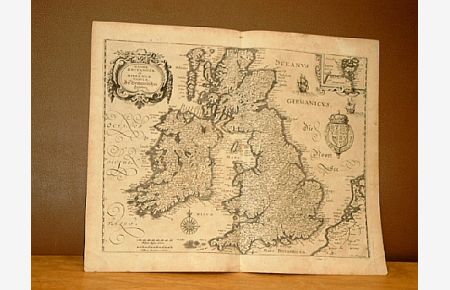 Magnae Britanniae et Hiberniae Tabulae. Die Britannischen Insulen. Kupferstich v. Matthäus Merian aus Merians Theatrum Europaeum zwischen 1650 - 1700.