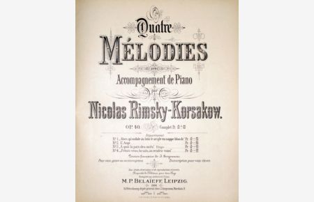 [Op. 40] Quatre mélodies avec accompagnement de piano. Op. 40. Transcription pour voix élevée