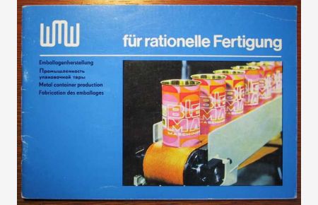 WMW für rationelle Fertigung - Emballagenherstellung - Katalog 4-sprachig (deutsch, russisch, englisch, französisch) - Ausgabe wohl aus dem Jahre 1976 stammend.