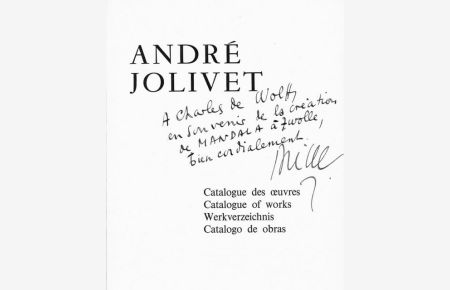 [Widmungsexemplar] André Jolivet. Catalogue des oeuvres