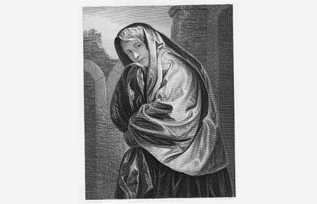 Eine Venetianerin. Original - Stahlstich von W. French nach G. Salvodo, Blattgröße: 16 x 19, 5 cm, um 1850.