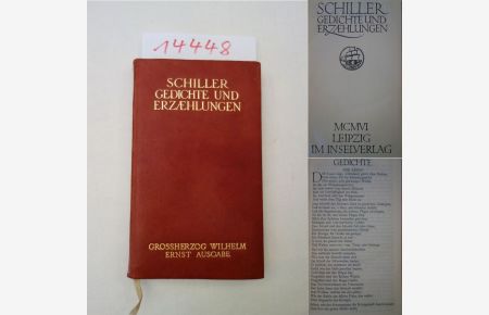Schillers Gedichte und Erzählungen * G A N Z L E D E R - Vorzugsausgabe