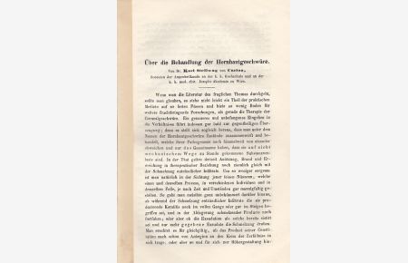 Über die Behandlung der Hornhautgeschwüre. IN: Z. k. k. Ges. Aerzte Wien, S. 181-205, 1856, Br.