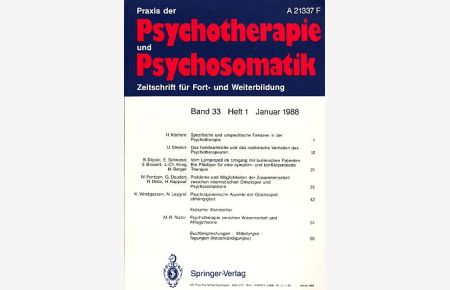 Praxis der Psychotherapie und Psychosomatik. Jg. 1988. Band 33. Heft 1 - 6.