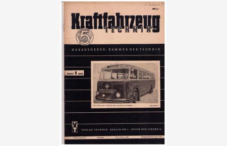 Kraftfahrzeugtechnik - Heft 1 - 3. Jahrgang 1953