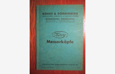 May - Messerköpfe - Auszug aus dem Werkzeug-Katalog - Ausgabe 40 - 1941.