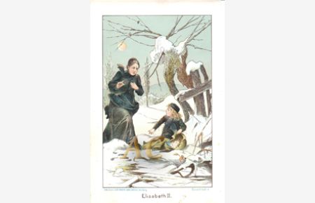 Findelkind im Schnee Original Chromolithographie 1892 Lithography