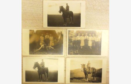 6 Foto-Postkarten von Reiterfreunden in (Leonberg)-Eltingen aus den Jahren 1925/26.