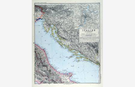 Italien in 4 Blättern. Gesamtkarte in 4 Blättern.