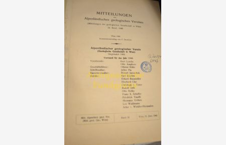 Mitteilungen des Alpenländischen geologischen Vereines (Mitteilungen der geologischen Gesellschaft in Wien 33. Band, 1940)