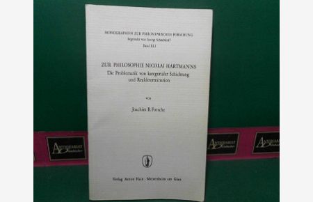 Zur Philosophie Nicolai Hartmanns - Die Problematik von kategorialer Schichtung und Realdetermination. (= Monographien zur philosophischen Forschung. Band 41).
