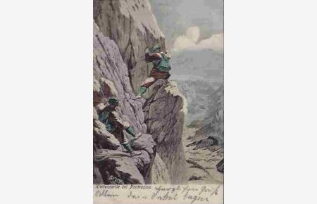 Kletterpartie bei Pontresina.   - Farbige Lichtdruck-Ansichtskarte nach Vorlage von Carl Moos.