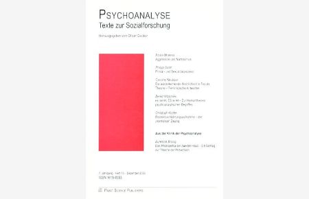 Psychoanalyse. Texte zur Sozialforschung. 7. Jg. Heft 13. 2003.