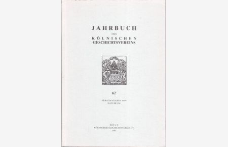 Jahrbuch des Kölnischen Geschichtsvereins. Band 62.