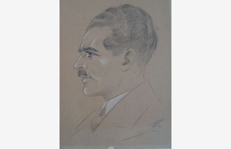 Markanter Herr signierte Kohlezeichnung Münchner Maler um 1930