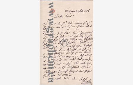 Wilhelm Raabe (1831-1910). Brief an seinen Vetter Karl Plagge vom 9. II. 1868