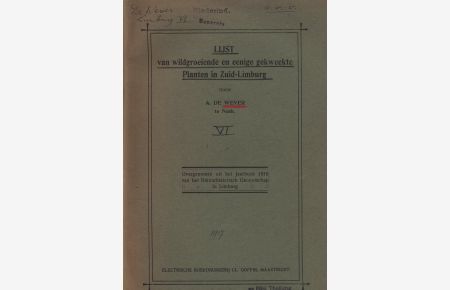 LIJST van wildgroeiende en eenige gekweekte Planten in Zuid-Limburg. VI  - Overgenomen uit het Jaarboek 1916 van het Natuurhistorisch Genootschap in Limburg