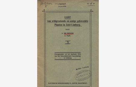 LIJST van wildgroeiende en eenige gekweekte Planten in Zuid-Limburg. X  - Overgenomen uit het Jaarboek 1919 van het Natuurhistorisch Genootschap in Limburg