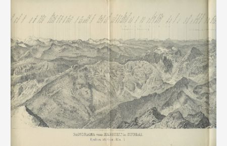 Panorama vom Habicht in Stubai.   - Aufgenommen von F. Gatt und Edw. T. Compton, auf Radius 47.74 cm übertragen u. ausgeführt von F. Gatt.