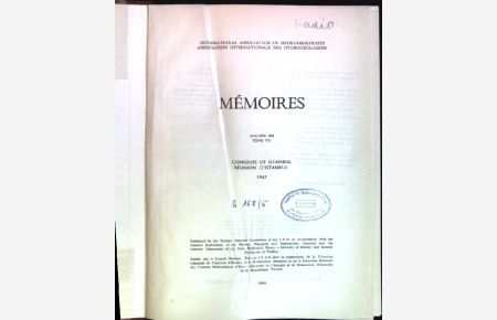 Mémoires; tome VIII (Volume VIII): Réunion d'Istanbul 1967 (Cogress of Istanbul)
