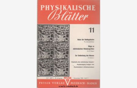Physikalische Blätter, Ausgabe 11/1962