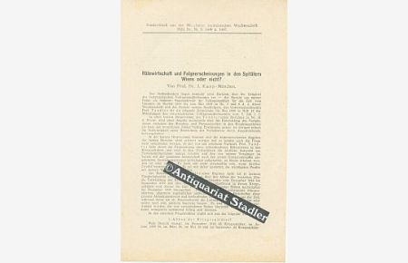 Rätewirtschaft und Folgeerscheinungen in den Spitälern Wiens oder nicht?  - Sonderdruck aus der Münchener medizinischen Wochenschrift 1920, Nr.50, S. 1446-1447.