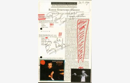 [Programm mit eigenh. Unterschriften] Vredenburg Utrecht. Radio Symfonie Orkest. Vrijdag 28 januari 1994. Grote zaal
