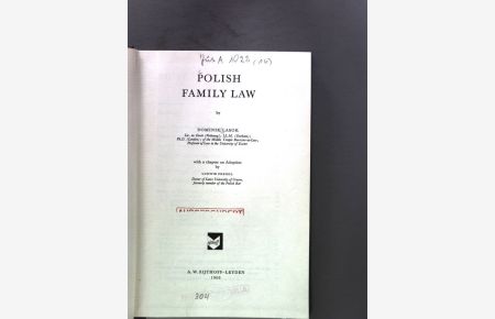 Polish Family Law.   - Law in Eastern Europe.