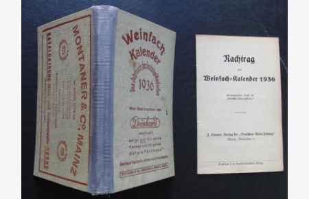 Weinfach-Kalender 1936 - Das Jahrbuch des deutsche Weinfaches + Nachtrag zum Weinfach - Kalender 1936