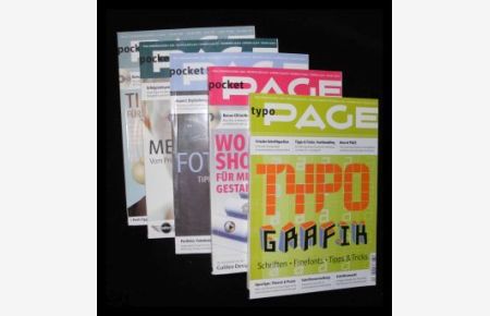 Pocket PAGE , Sonderausgaben 2001, 2002, 2003; 5 Hefte  - Tipps& Trends (mit CD-Rom), Medien-Design, Fotografik, Workshops (mit CD-Rom), Typo