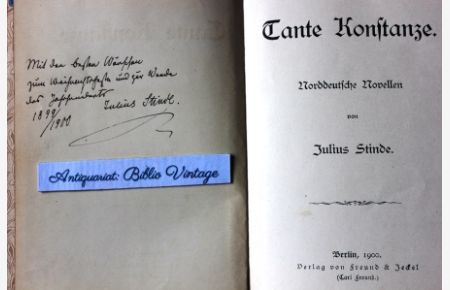 Tante Konstanze . Norddeutsche Novellen . ( vom Autor signiert !! )