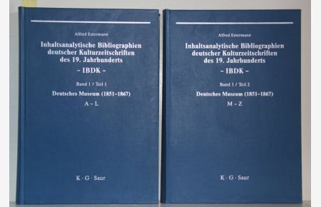 Inhaltsanalytische Bibliographien deutscher Kulturzeitschriften des 19. Jahrhunderts - IBDK - Band I: Deutsches Museum (1851-1867). 2 Teile (A-L und M-Z) in 2 Bänden.