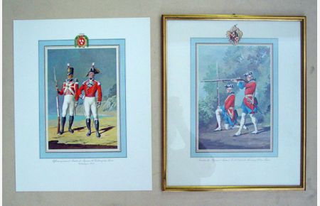 Schweizer Soldaten aus der Zeit von 1702 bis 1822. 10 farbige Offsetdrucke (compl. ) nach Aquarellen von Pierre Favre.