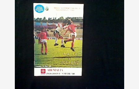 Malta-Iceland. Offizielles Programm zum Friendly A Match am 7. Mai 1991 National Stadium TA‘ Qali.