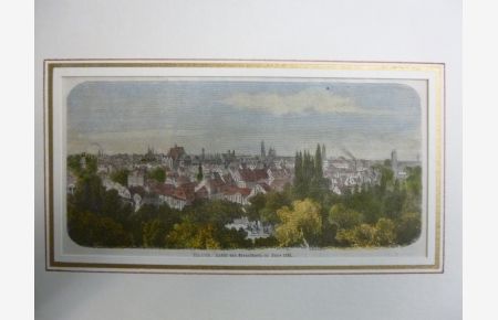 orig. kol. Holzstich Ansicht von Braunschweig im Jahre 1861