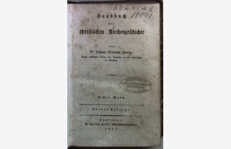 Handbuch der christlichen Kirchengeschichte: ERSTER BAND.