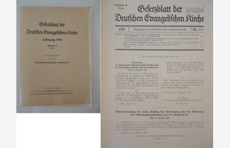 Gesetzblatt der Deutschen Evangelischen Kirche, Jahrgang 1940 Ausgabe A (Reich)