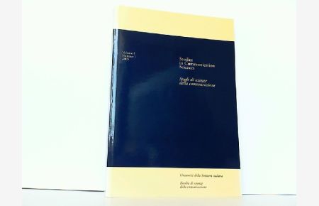 Studies in Communication Sciences. Studi di scienze della Comunicazione. Volume 5. Number 1. January 2005.